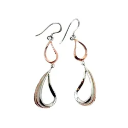 boucle d'oreille femme en argent 925 bi-couleur