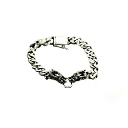 bracelet en argent massif avex dex têtes de dragons pour femme et homme pour 149 frs .-bijouxbijoux.ch