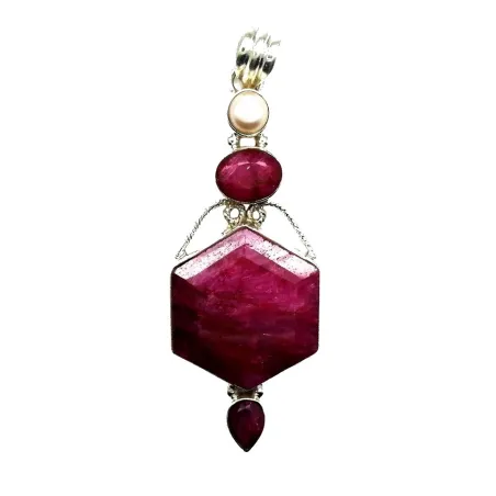 pendentif argent massif avec rubis birman