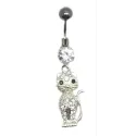 mignon petit chat en  piercing de nombril-bijouxbijoux.ch