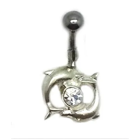 piercing de nombril double dauphinen acier 316 L .-bijouxbijoux.ch