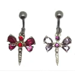 piercing de nombril papillon avec cristaux.- bijouxbijoux.ch