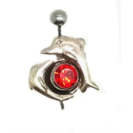 double dauphin pour ce piercing de nombril acier 316 L.-bijouxbijoux.ch