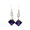 boucles d'oreilles en argent massif avec mtif en losange orange ou violet.-bijouxbijoux.ch