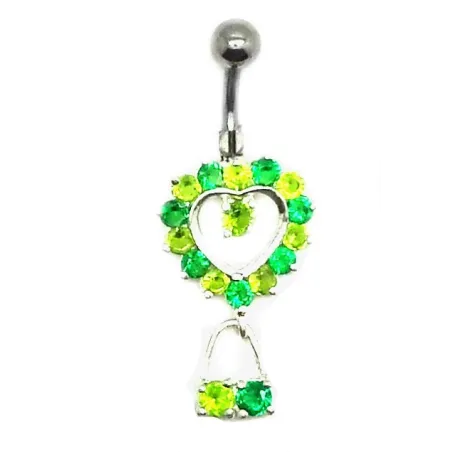 piercing de nombril avec un coeur plus un petit pendantif. - bijouxbijoux.ch