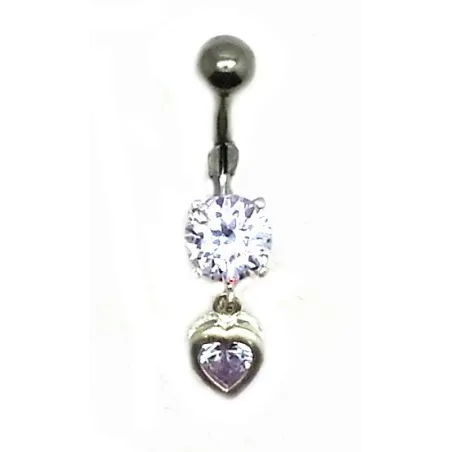 piercing de nombril avec un  gros strass et un coeur . - bijouxbijoux.ch
