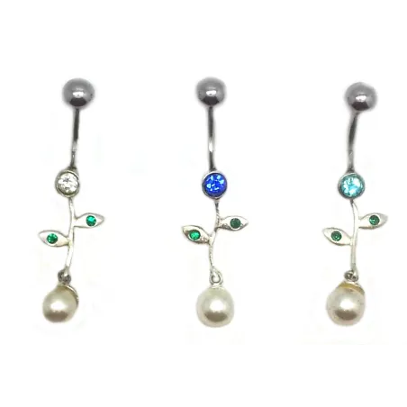 piercing de nombril avec une perle artificielle et des strass .-bijouxbijoux.ch