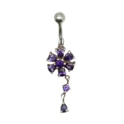 piercing de nombril de haute qualité avec 9 strass et une tige en acier chirurgicale.-bijouxbijoux.ch