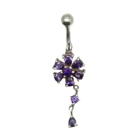 piercing de nombril de haute qualité avec 9 strass et une tige en acier chirurgicale.-bijouxbijoux.ch