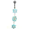 piercing de nombril composé de trois fleurs en strass . - bijouxbijoux.ch