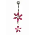 piercing de nombril avec deux petites fleurs très jolies en argent .- bijouxbijoux.ch