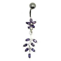 piercing de nombril en argent avec de nombreux strass très beaux.-bijouxbijoux.ch